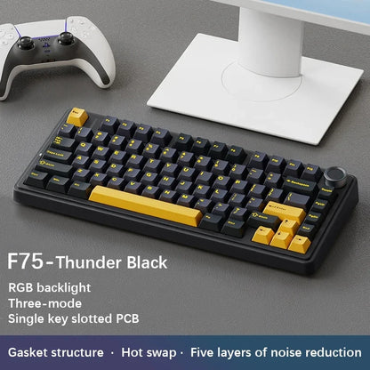 AULA F75 Mechanical Keyboard – 75% Layout, Tri-Mode (2.4G/BT/USB), RGB, Hot-Swap, PBT Keycaps