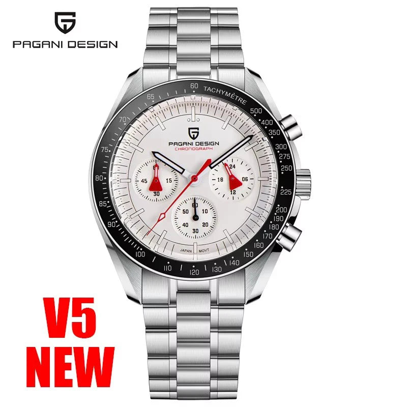 PAGANI DESIGN V5 Moon Men's Watch – Luxury Quartz Chronograph, Waterproof, Stainless Steel, 2026