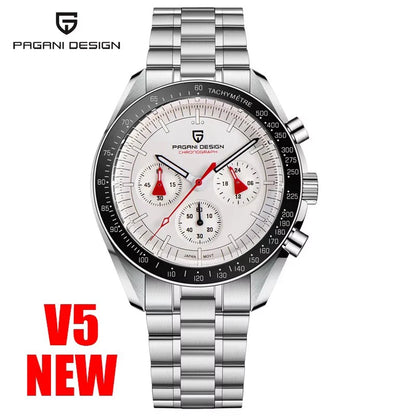 PAGANI DESIGN V5 Moon Men's Watch – Luxury Quartz Chronograph, Waterproof, Stainless Steel, 2026