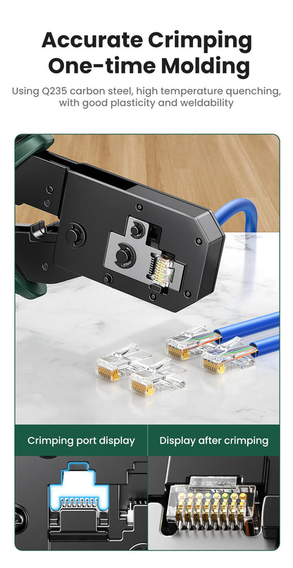 UGREEN RJ45 Crimper Tool NW136 | CAT6/7 Ethernet Cable Crimping Pliers | Cutter & Stripper | 8P/6P