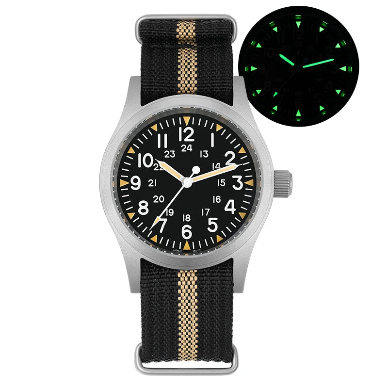 Militado ML05 Vintage Field Watch – 38mm, VH31 Sweep, Sapphire AR Crystal, Luminous