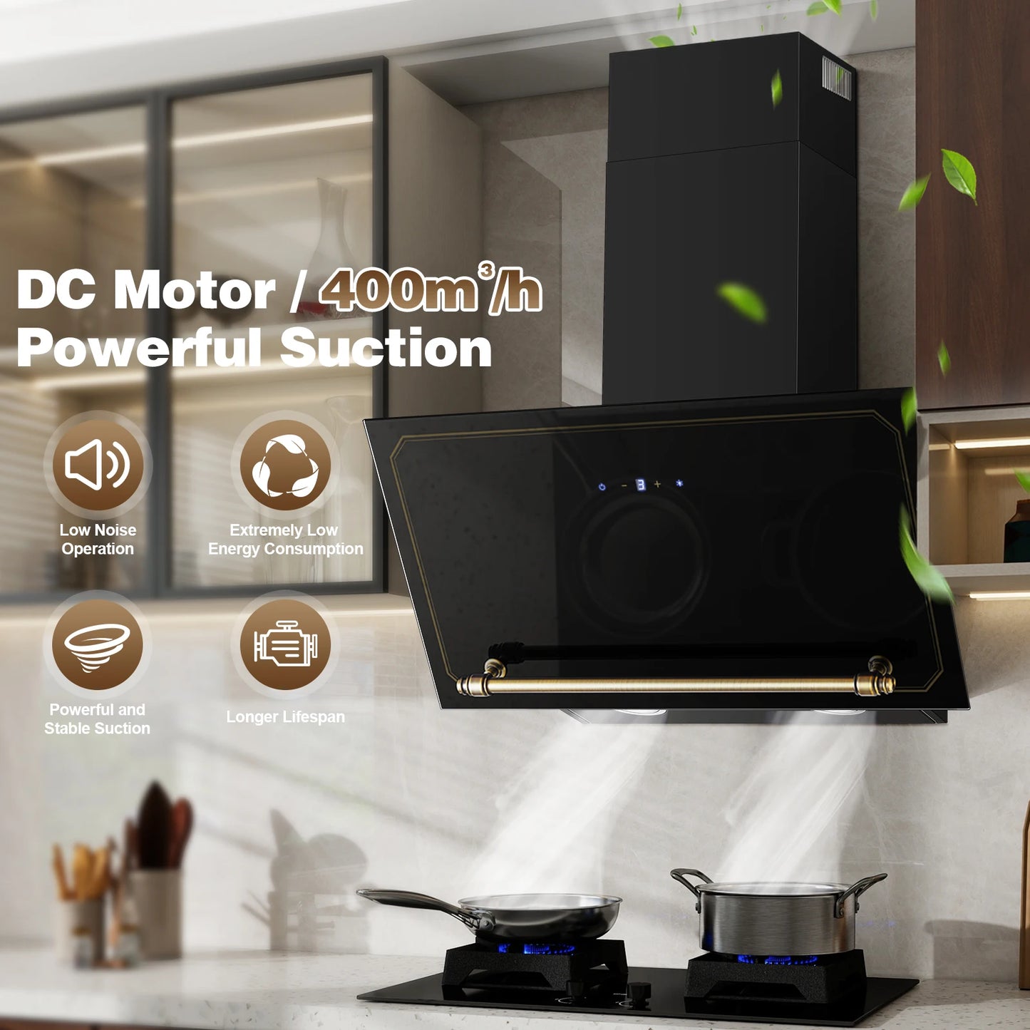 60cm Retro Wall Hood | 400m³/h Suction | A+++ | LED | Dual Filter