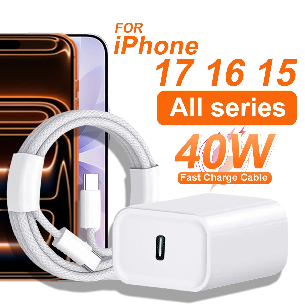 40W USB-C Fast Charger - Dual Port PD Quick Charge Wall Adapter