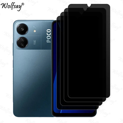 Xiaomi Poco C65 anti-spy privacy tempered glass screen protector, clear mobile phone screen shield with privacy feature.