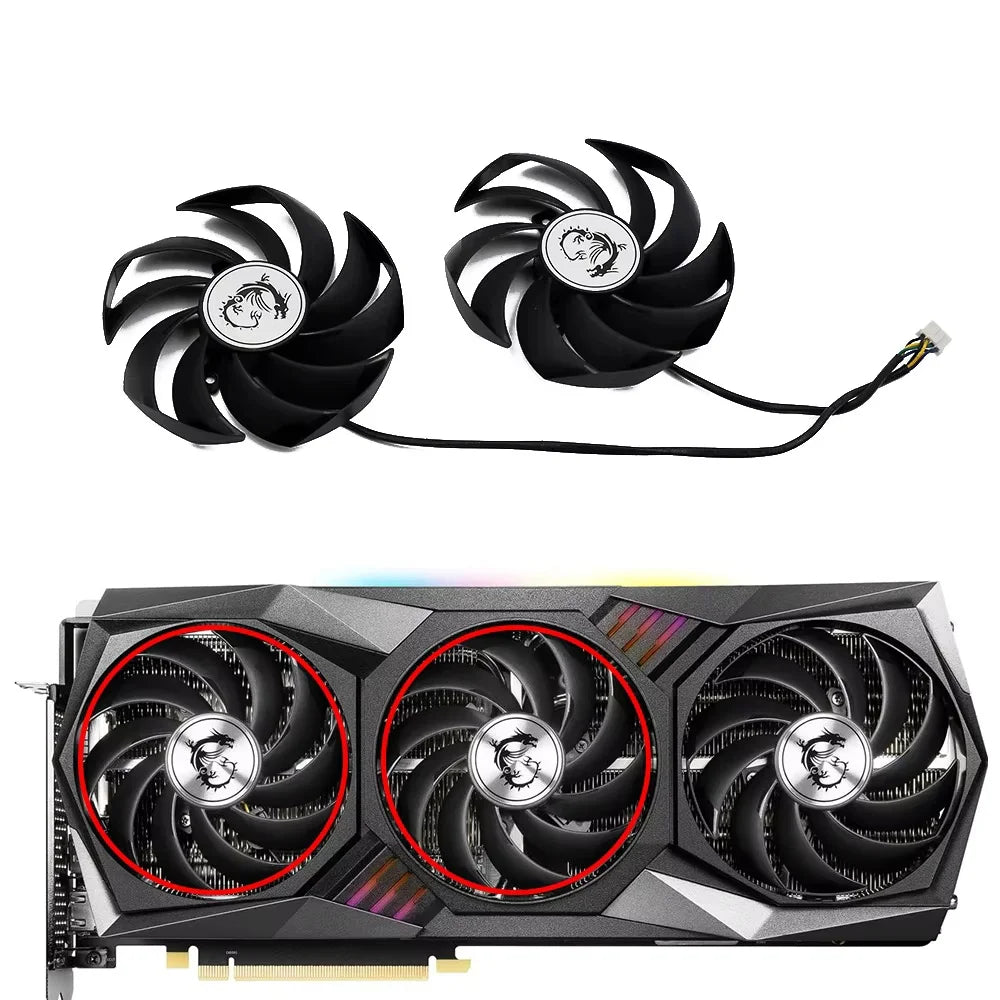 MSI RTX 3080 3090 3070 3060 Ti Gaming X Trio GPU Replacement Fan – PLD09210S12HH 90mm 4-Pin