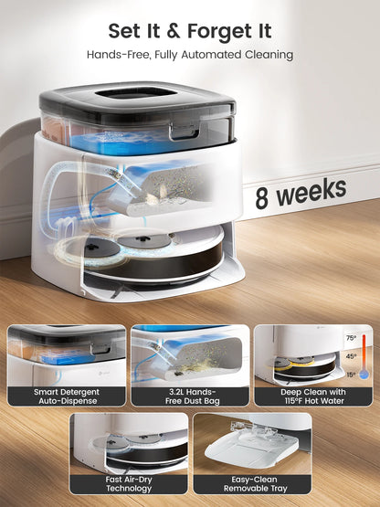 Lefant M3M3L Robot Vacuum & Mop | 12000Pa Suction, Anti-Tangle, Dual Spinning Mop, Auto Wash & Dry