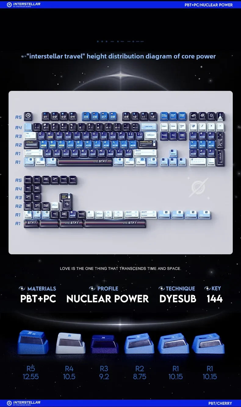 Titan Nation Interstellar Crossing Keycaps Original Height PBT Material PC Transparent Thermally Sublimated HighQuality 144 Keys