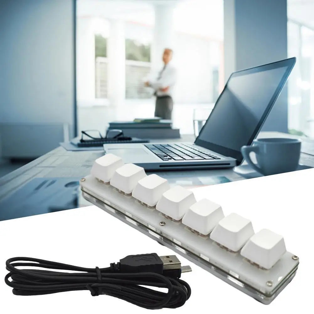 Mini 7-Key Programmable Macro Mechanical Keyboard – USB Wired DIY Macropad for Gaming & Work