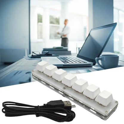 Mini 7-Key Programmable Macro Mechanical Keyboard – USB Wired DIY Macropad for Gaming & Work