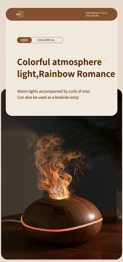 HLCOME Ultrasonic Aroma Diffuser – 200ml Wood Grain, 7 Color LED, Remote Control, Essential Oil Humidifier for Home & Bedroom