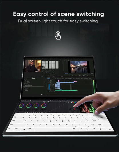 Topton Dual Screen Laptop 10.95" — Intel i3-1215U / N100, IPS Touch, WiFi 6, Windows 11