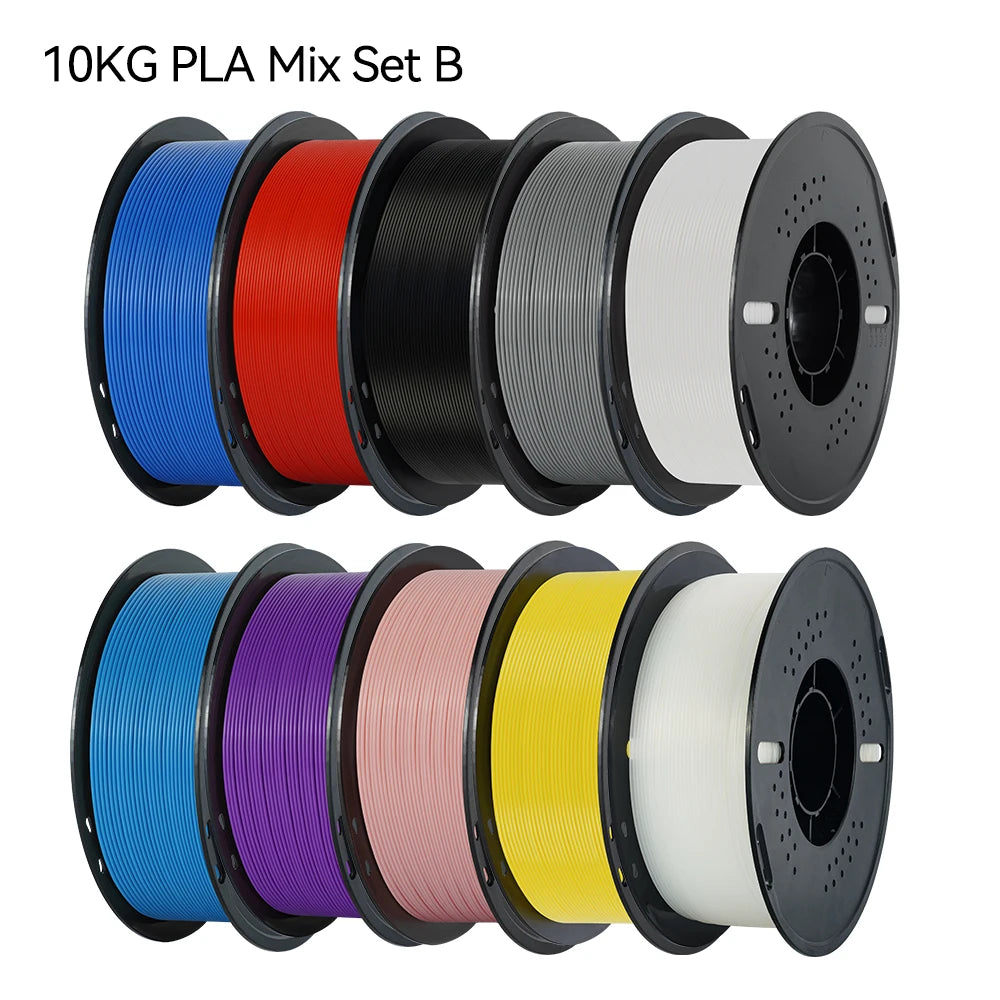 KINGROON 3D Printer Filament – 10 Rolls 1.75mm PLA / PETG, 1KG Each, Mix Colors, Eco-Friendly