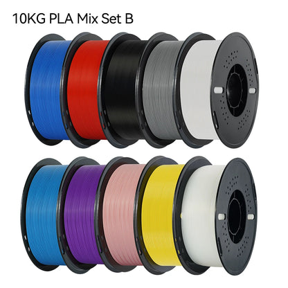 Multicolor PLA 3D Printer Filament – 10KG, 1.75mm, 10 Rolls x 1KG, Free Shipping