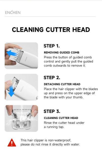 ENCHEN Boost-W Cordless Hair Clipper – USB Rechargeable, Adjustable Comb