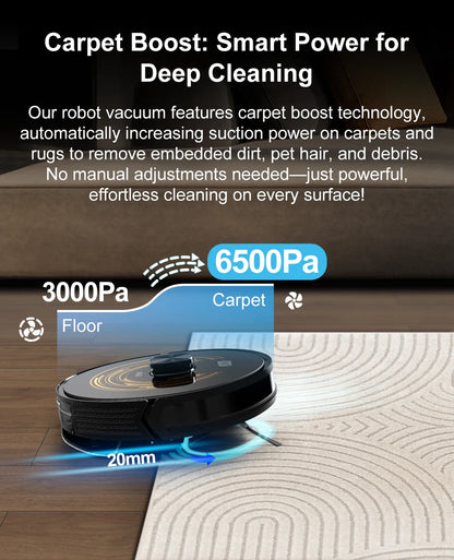 ABIR K30 Robot Vacuum Cleaner – Auto-Empty Dock, UV Spot Cleaning, 6500Pa, Multi-Floor Map
