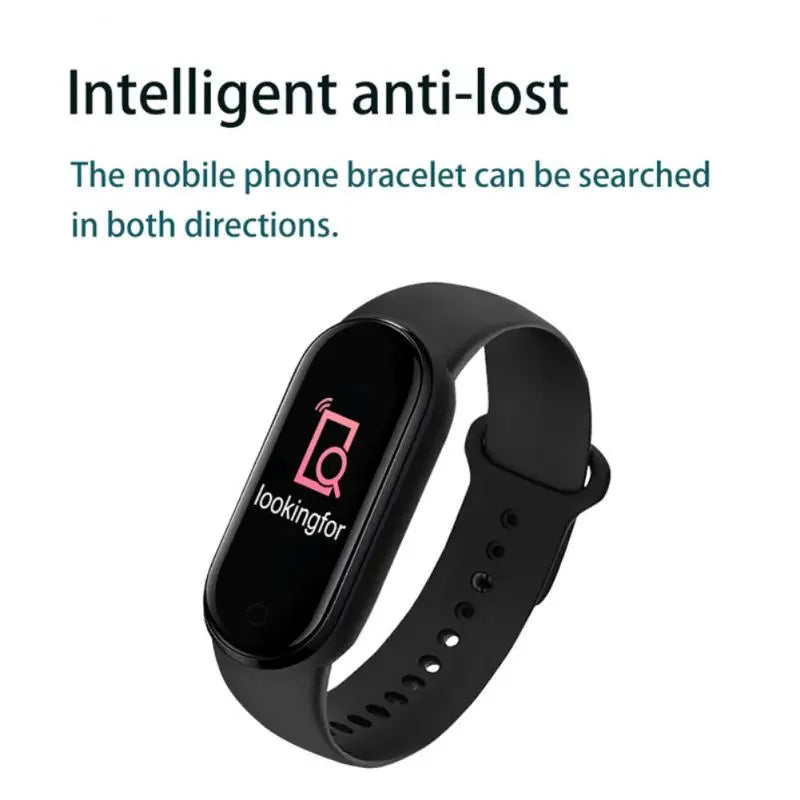 R.E.D. Shopping M6 Smart Fitness Bracelet showing heart rate monitor and sleep tracking on a user's wrist.