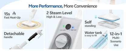 INSE F2 Steam Mop 6-in-1 – High Temp Steam Cleaner for Hard Floors & Carpet