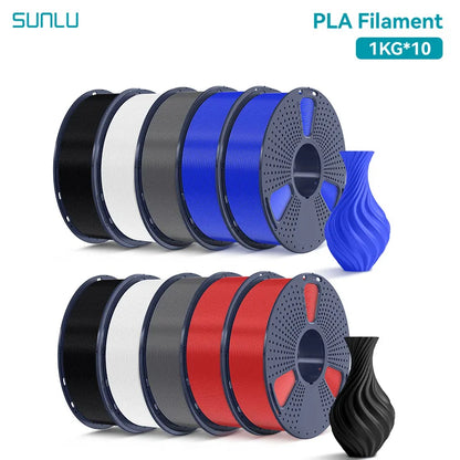 SUNLU 3D Printer Filament – 10 Rolls 1.75mm PLA / PETG / PLA+, 1KG Each, EU & US Warehouse