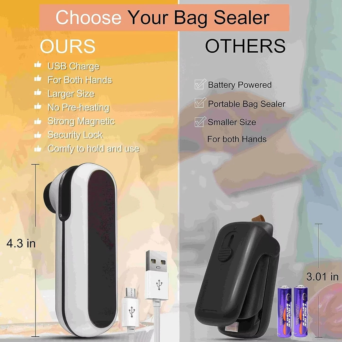 2-in-1 Mini Handheld Heat Sealer – USB Rechargeable Bag Sealer