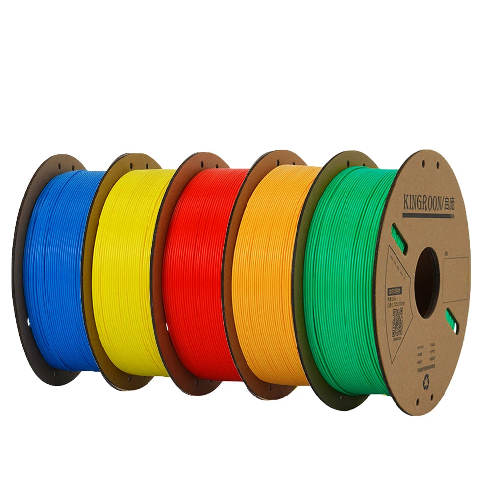 KINGROON PLA Filament 1.75mm – 5 or 10 Rolls, Mixed Colors, No Bubble