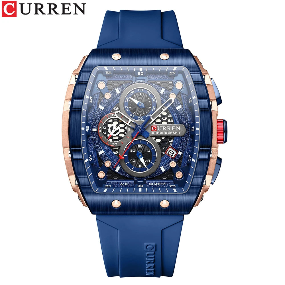 CURREN Men's Fashion Watch – Unique Square Design, Luxury Quartz Sport, Waterproof