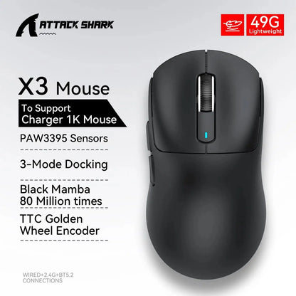 ATTACK SHARK X3 / X3 Pro Wireless Gaming Mouse – 26K DPI, 8K Hz, Tri-Mode, Ultra-Light