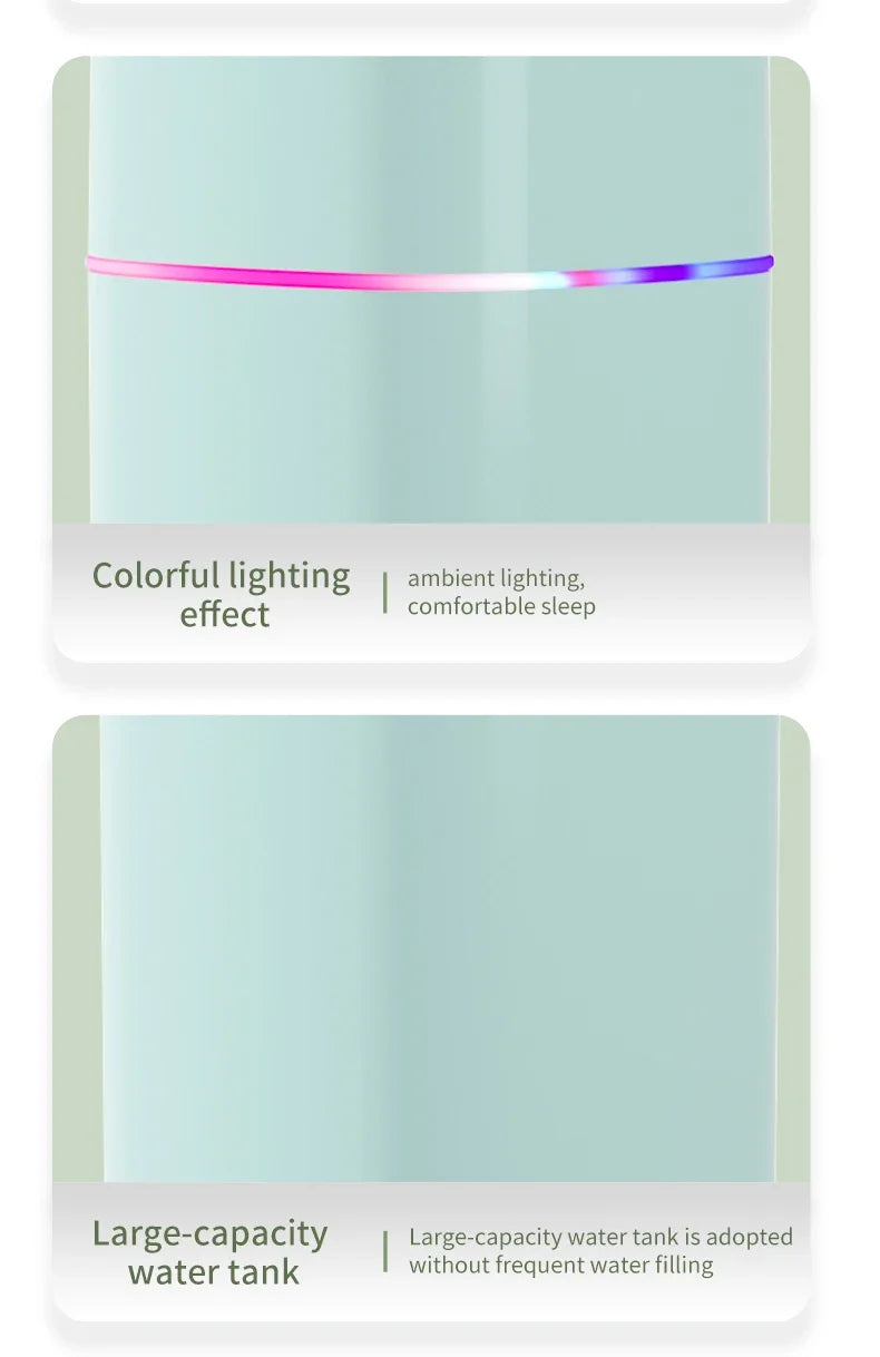 Air Humidifier Double Spray – Aromatherapy, Colorful LED, Heavy Fog, Mute
