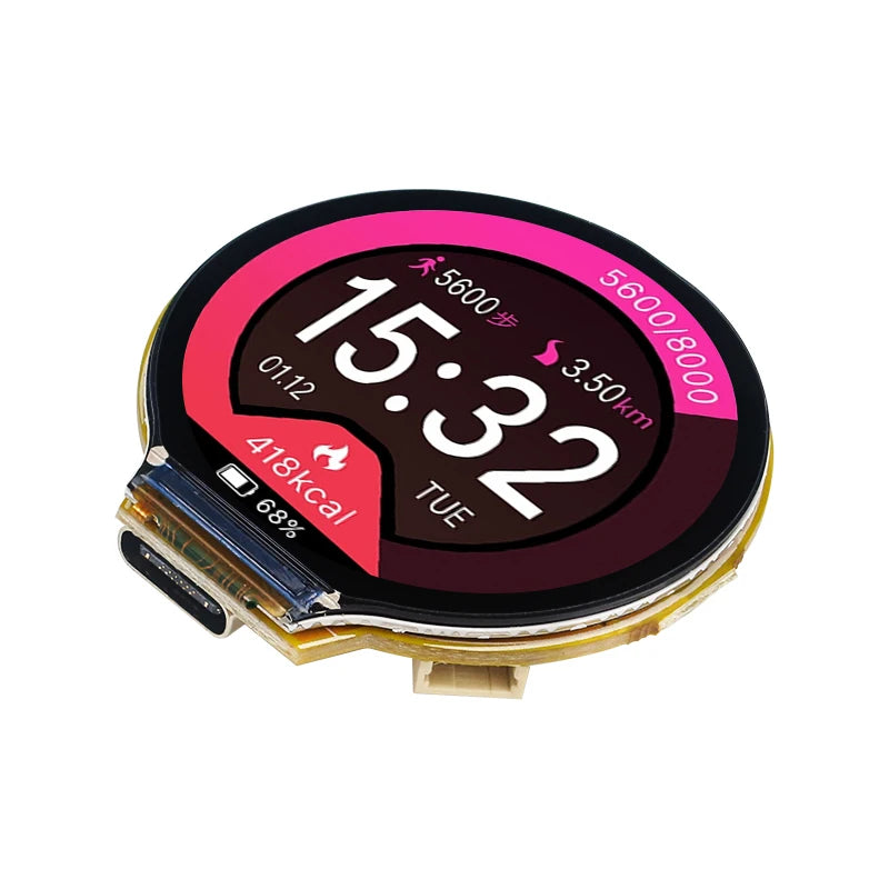 ESP32-C3 WiFi & Bluetooth development board with 1.28-inch round LCD display, compact microcontroller for electronics projects