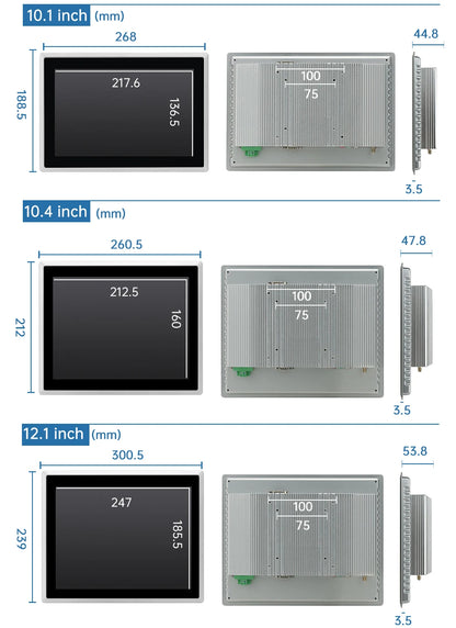 15-23.8 inch industrial touch screen panel PC with IP65 aluminum enclosure, all-in-one computer for rugged electronics applications.