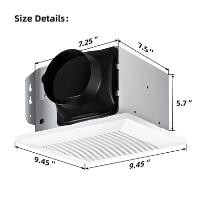 Bathroom Exhaust Fan with LED Light 110 CFM – 3 Color Temps, 1000LM, Ultra Quiet 2.5 Sones