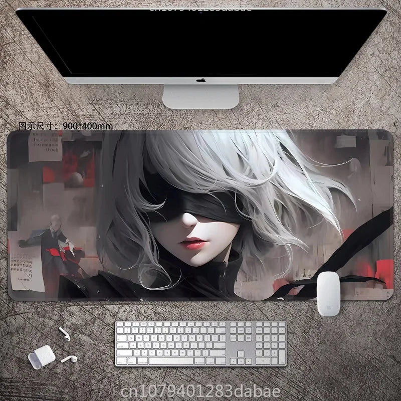 NieR Automata ARPG Leather Mouse Pad – Waterproof PU Leather, Keyboard Table Mat, E-Sports Gaming