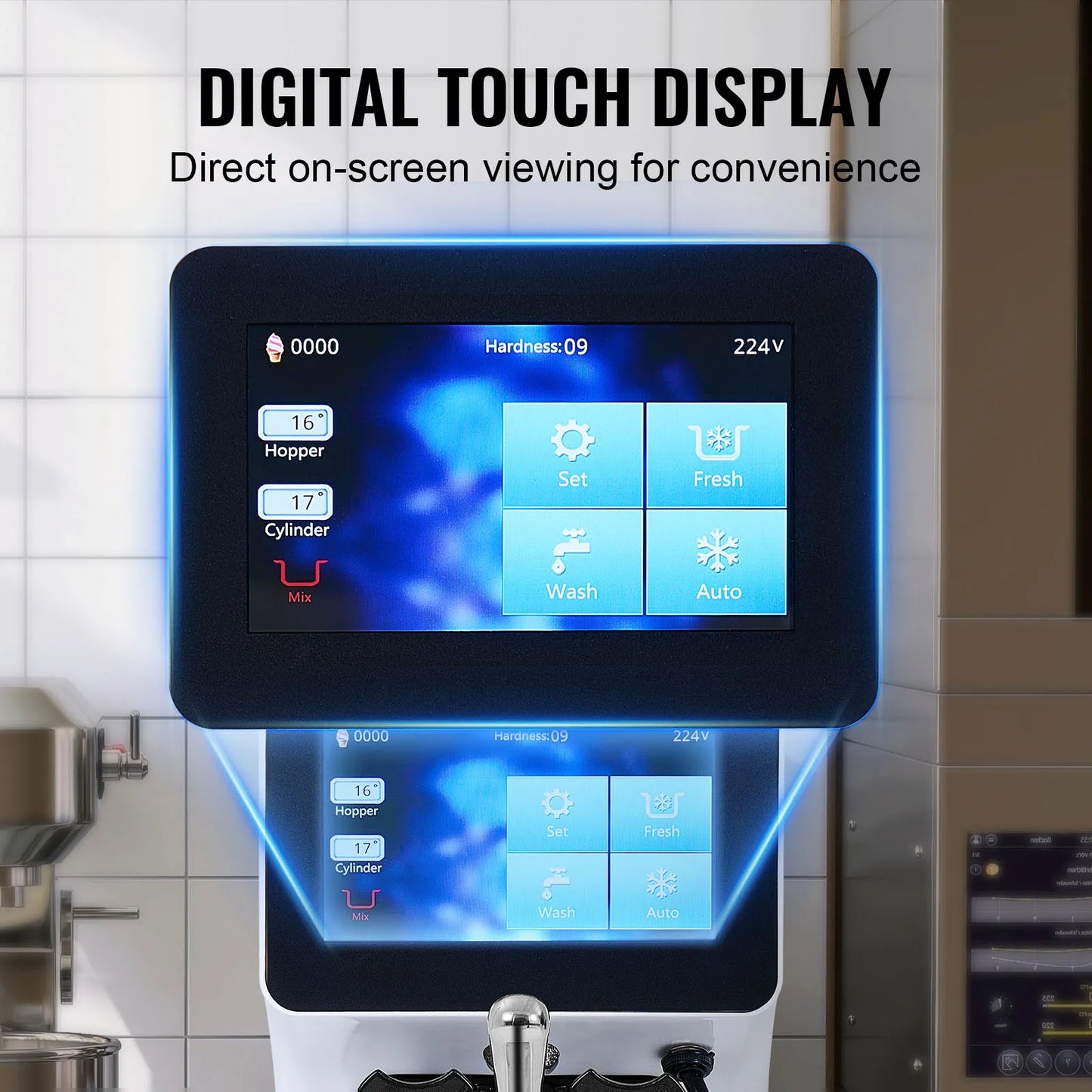 SucceBuy Commercial Soft Serve Ice Cream Machine – Single Flavor, Touch Screen, Auto Clean