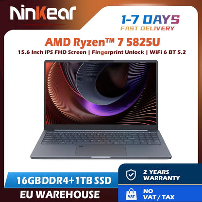 Ninkear A15 Plus – AMD Ryzen 7 5825U, 16GB DDR4, 1TB SSD, 15.6" FHD IPS, Fingerprint, Windows 11