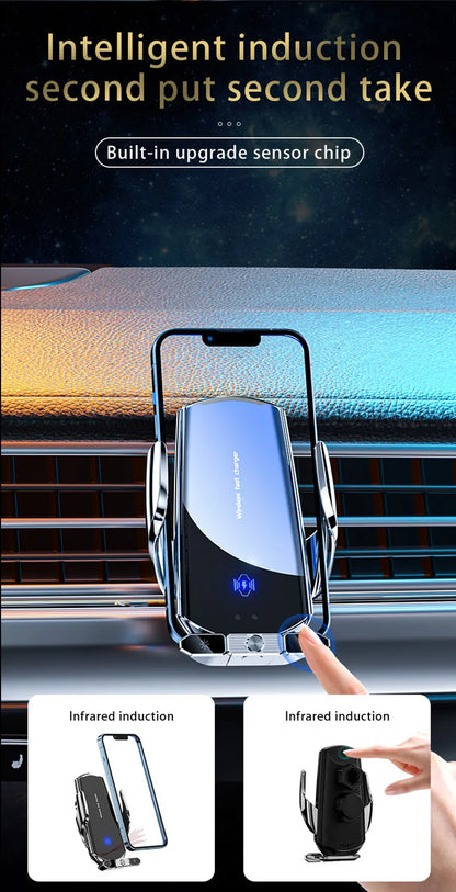 Car Magnetic Phone Holder with Wireless Charger – 360° Rotatable GPS Mount for iPhone & Xiaomi
