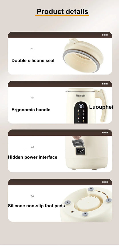 1.8L Soymilk Maker & Electric Juicer – 800W, 12h Appointment, Auto Keep Warm, Rice Paste & Food Wall Breaker | 220V