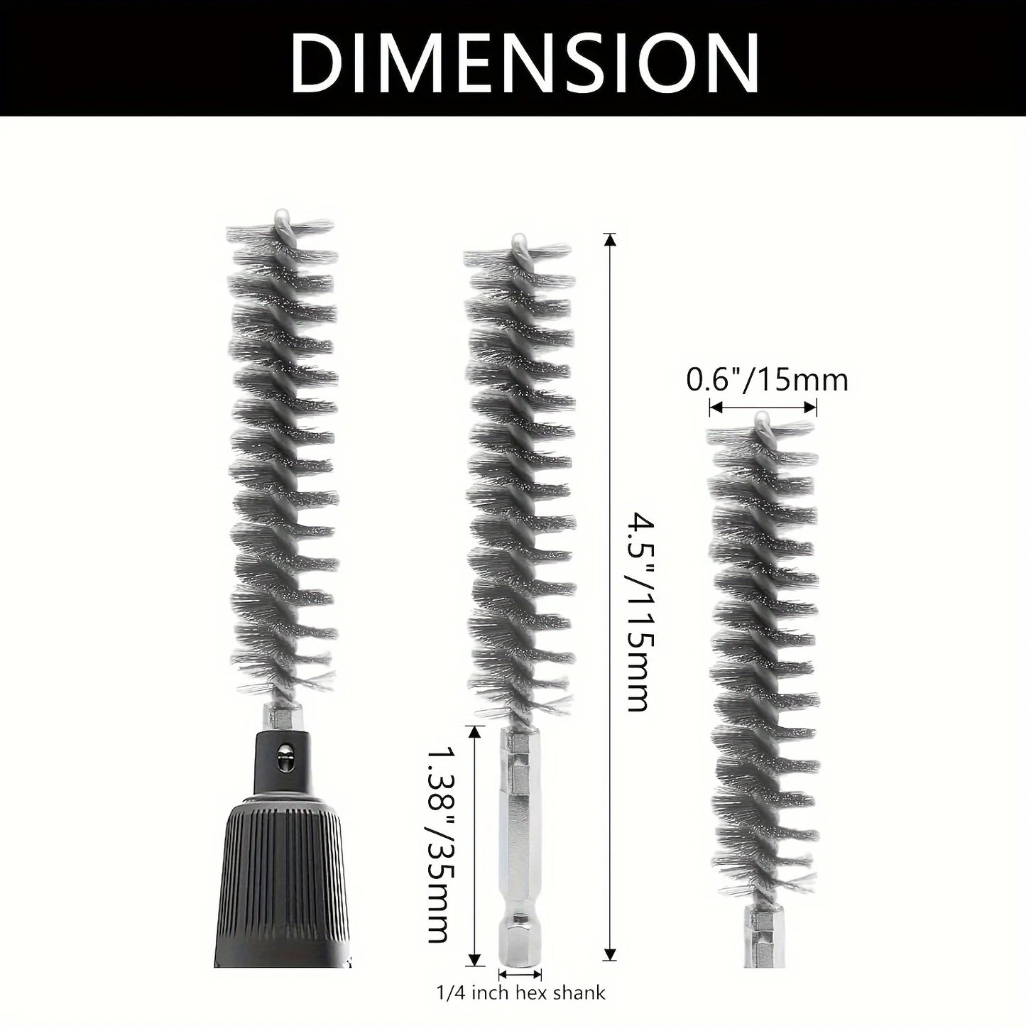 5-Piece Hexagonal Steel Wire Brush Set for Electric Drill – Stainless Steel