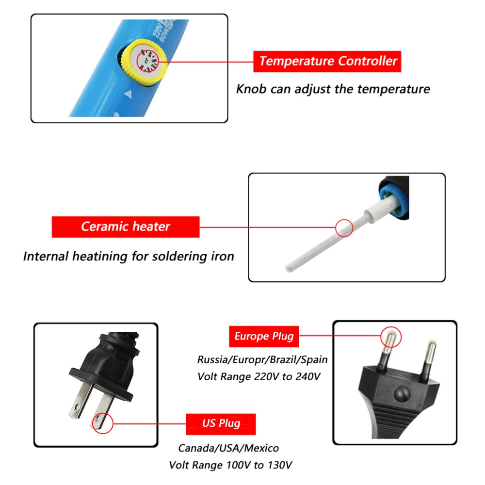 60W / 80W Adjustable Temperature Electric Soldering Iron – Digital Display