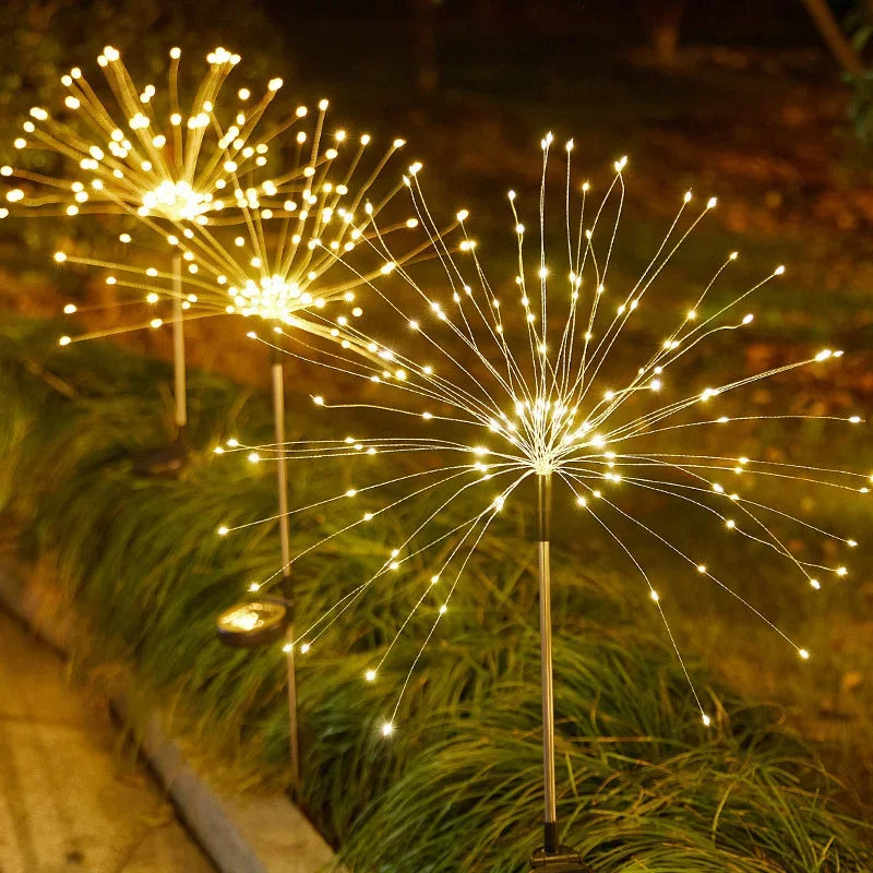 Solar Fireworks Fairy Lights – LED Dandelion Globe String Lights for Garden & Lawn