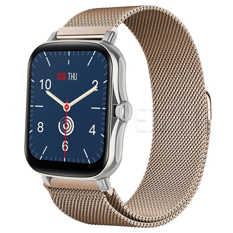 Metal magnetic watch strap for Amazfit GTS and GTR, 20mm and 22mm bracelet, made of stainless steel with adjustable magnetic clasp.