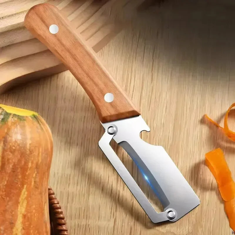 Stainless Steel Vegetable Peeler with Wooden Handle