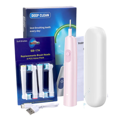 Sonic Electric Toothbrush – 5 Modes, 4 Replaceable Heads, Timer, Waterproof, Rechargeable Adult