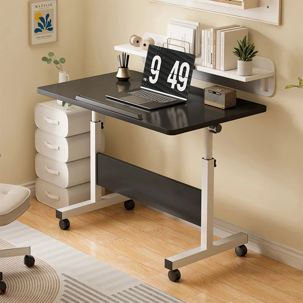 Mobile Standing Desk with Wheels – Adjustable Height 80x40cm Home Office Workstation