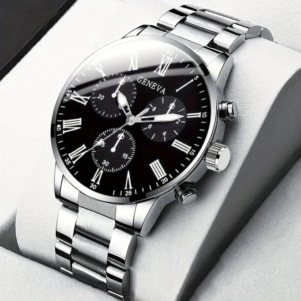 Men's Classic Business Quartz Watch - Stainless Steel Band, Elegant Dress Watch