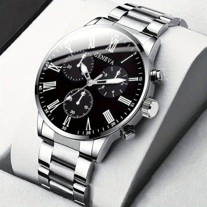 Men's Classic Business Quartz Watch - Stainless Steel Band, Elegant Dress Watch