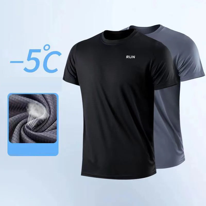 Men's quick dry sport T-shirt by R.E.D. Shopping, moisture-wicking gym and running top, lightweight activewear for men.
