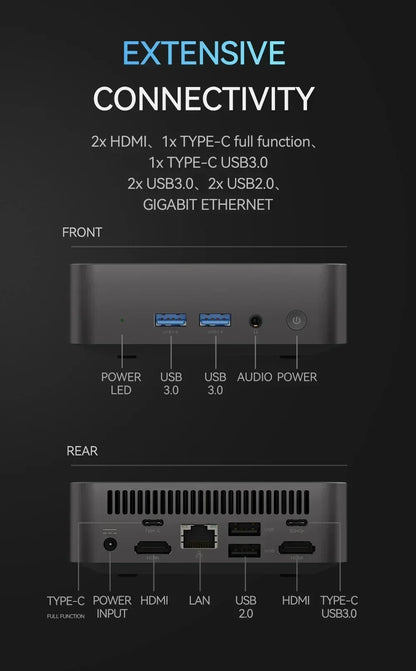 Erilles Mini PC Intel N150 – 16-32GB RAM, up to 2TB SSD, WiFi 6, BT 5.2, Windows 11 Pro