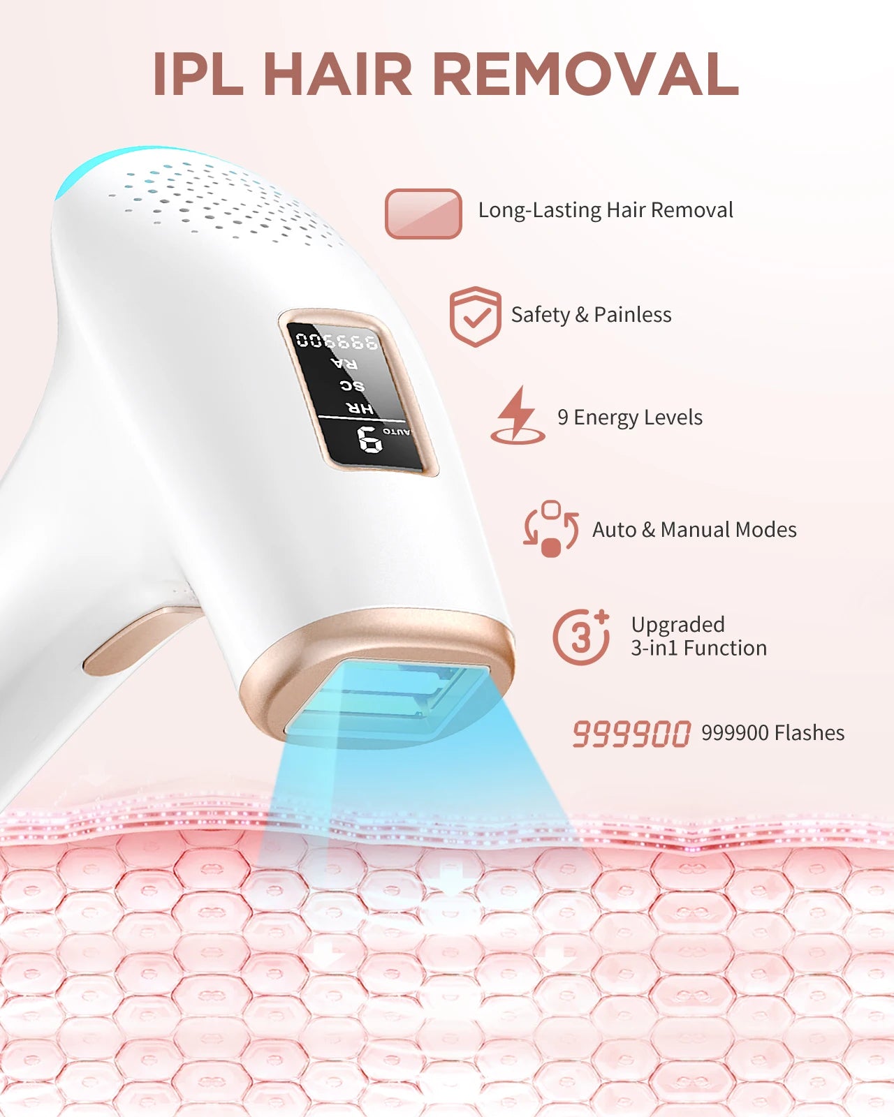 Totmizby 3-in-1 IPL Laser Epilator – 999,900 Flashes, Painless Hair Removal for Face, Body & Bikini