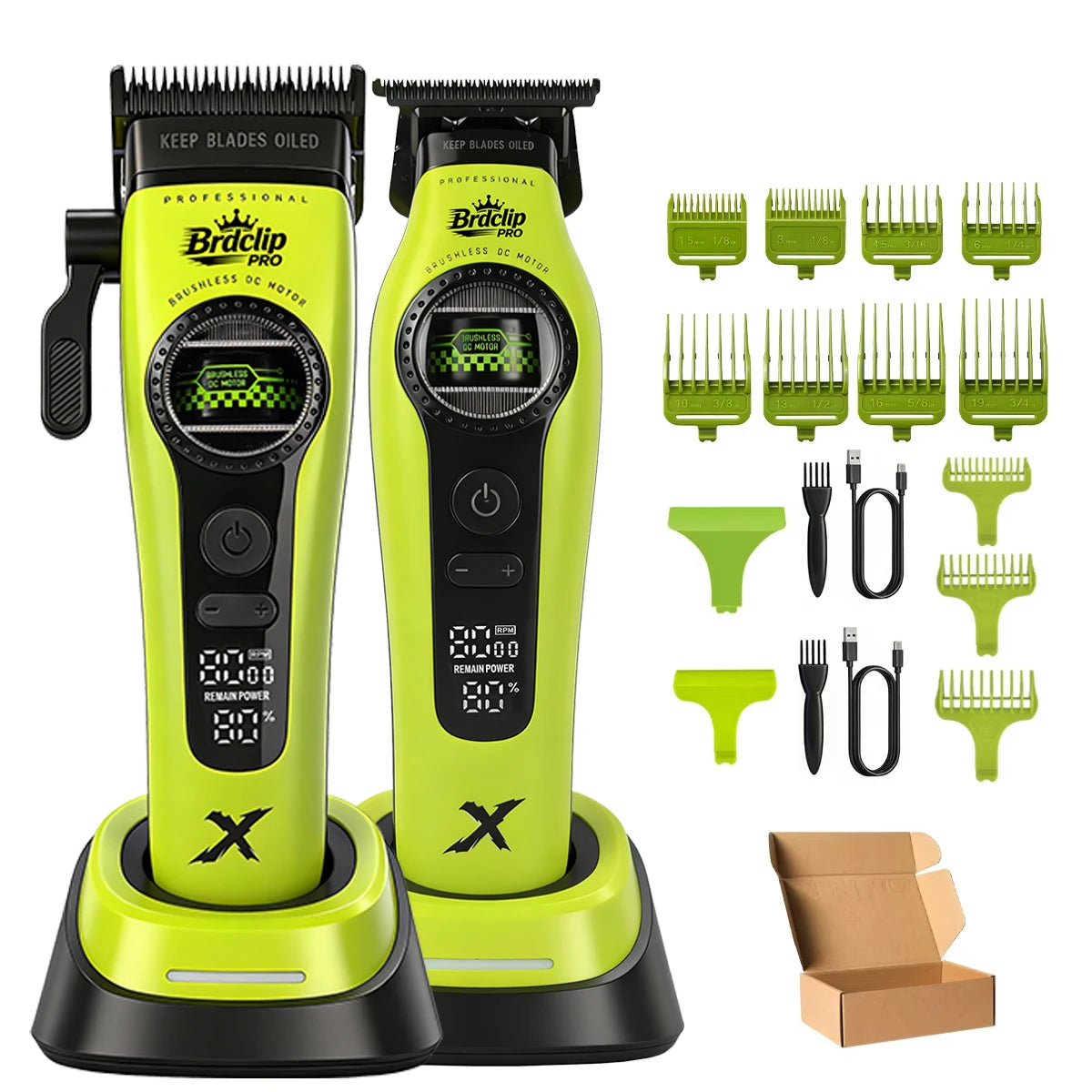 Professional Barber Hair Clipper – 5-Speed, 8000RPM, Brushless Motor, Detachable Blade