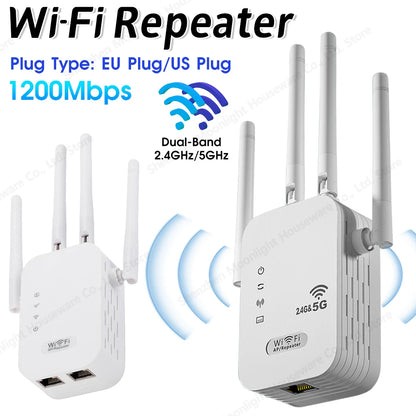 APWIKOGER AC1200 Dual-Band WiFi Repeater & Extender | 2.4G+5G | Gigabit | WPS | EU Plug