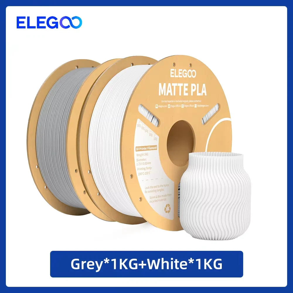 ELEGOO Matte PLA Filament 1.75mm 1KG – +/-0.02mm Accuracy, Cardboard Spool
